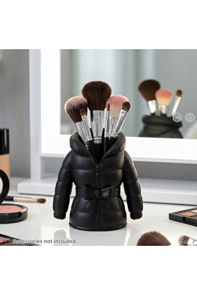 EGATOPTAN Black Hooded Bow-Shaped Makeup Brush Holder Desktop Cosmetic Organizer