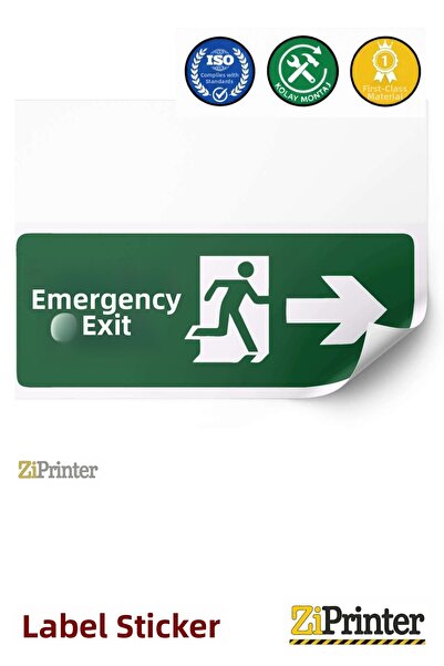 ZiPrinter Fire Exit Isg Warning Sign Sticker 35X50 cm