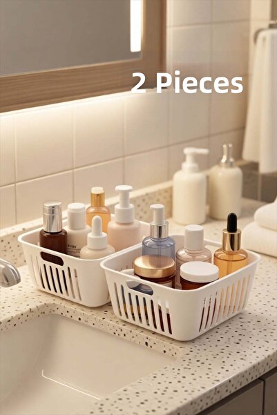 Bayev Stor 2 Pieces Cosmetic Makeup Organizing Basket Multi-Purpose Cabinet O...