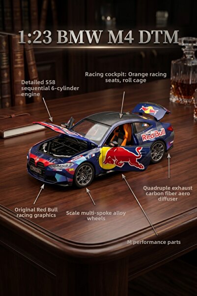 craftivio 1:23 Bmw M4 Red Bull Racing Metal Model Car Diecast Openable Door L...