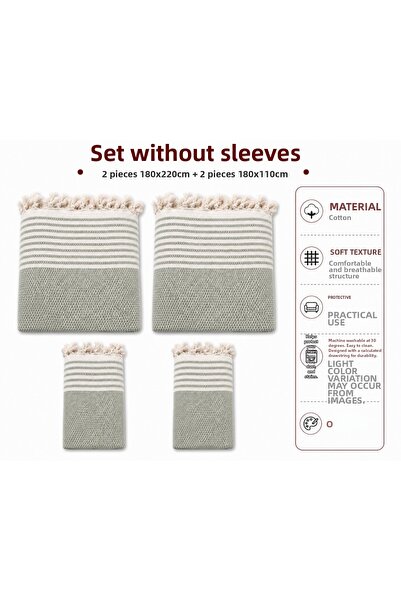 Mandaş Cotton Non-Slip Wicker Woven Armless Sofa Cover (3+3+1+1) - Çağla