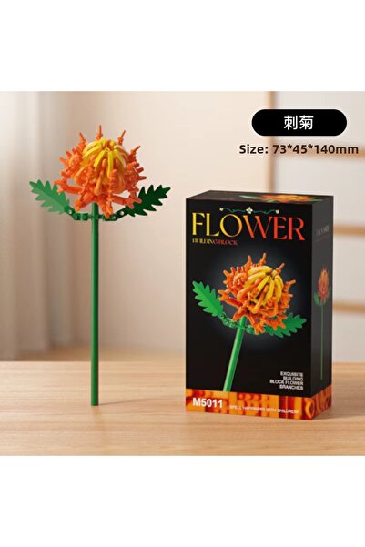 Innovate Store Decorative Orange Chrysanthemum Flower Building Block Set Bota...