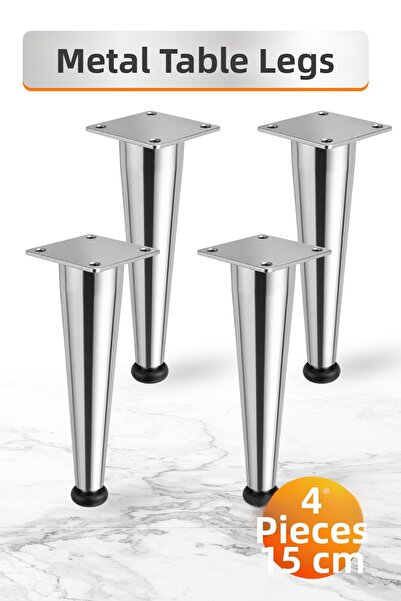 Badem10 Omaks (4 bucăți) 15 cm Metal Cromat Mobilier plat Masă de cafea Picio...