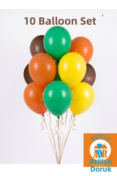 Atölye Doruk Safari Birthday Balloon Set, Party Table Decoration. Safari Birt...