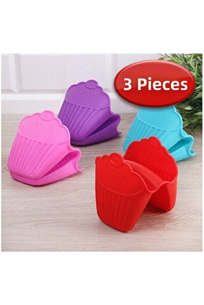 Queen’s Kitchen (3 Pieces) Colorful Silicone Oven Mitts Heat Insulated Non-Sl...