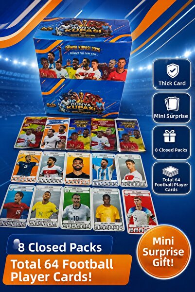 Emrah Gültekin 2026 World Cup Football Player Cards 8 Packs 64 Cards Thick Ca...
