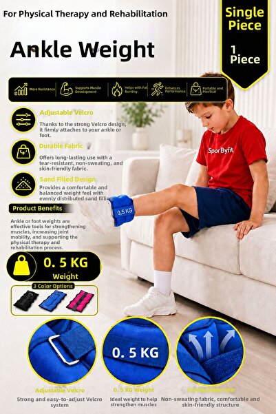 Spor Byfit 0.50 كجم (500 غرام) وزن معصم من الرمل للعلاج الطبيعي وإعادة التأهي...