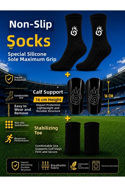 BS BEYAZ SHOES Professional Anti-Slip Socks, Shin Guard 12 Cm, Shin Guard 1.6...