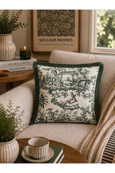 Skhome Double Sided Villagers Decorative Fringed Cushion Cover 1 Piece 43X43(...