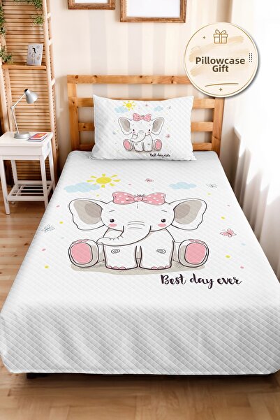 Evimde Bambaşka Elephant Pink Girls' Pique Set - Cute Cloud Baby Room Seasona...