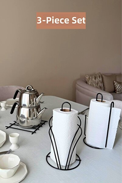 Edora Home Set of 3 Black Swan Napkin Holder, Upright Paper Towel Holder, Nih...
