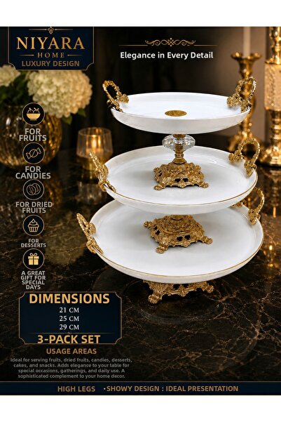 Niyara home طقم من 3 قطع من البورسلين مقاسات 21 سم، 25 سم، 29 سم، مجموعة من 3...