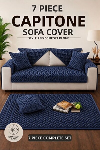 vivamia 7 Piece Non-Slip Base Quilted Seat Cover Set Sofa Bed Sofa Set