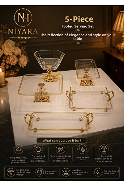 Niyara home Glass 5-Piece Standed Presentation Set Reflection of Elegance and...