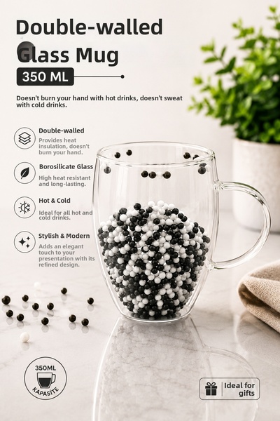 Evsun Home Collection Double Walled Glass 350ml