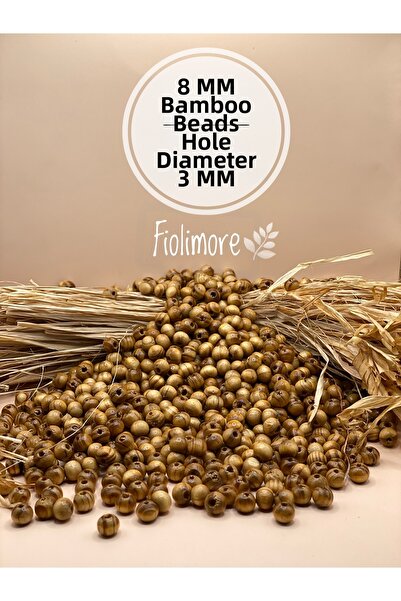 Fiolimore 8 mm Bamboo Beads (25 Gr 160 Pieces) Hole Diameter 3 mm Macrame Jew...