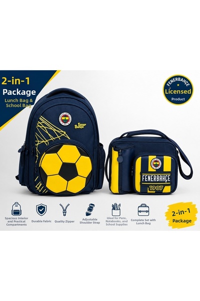 Fenerbahçe Fenerbahçe Licensed 3D Faux Leather Detailed School Bag 26784+ Lun...