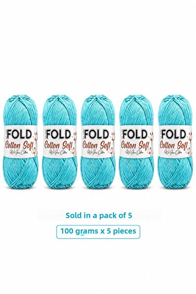 BD fold yarn خيط قطني ناعم باللون الفيروزي 606، 100 جرام، 200 متر، 100% قطن، ...