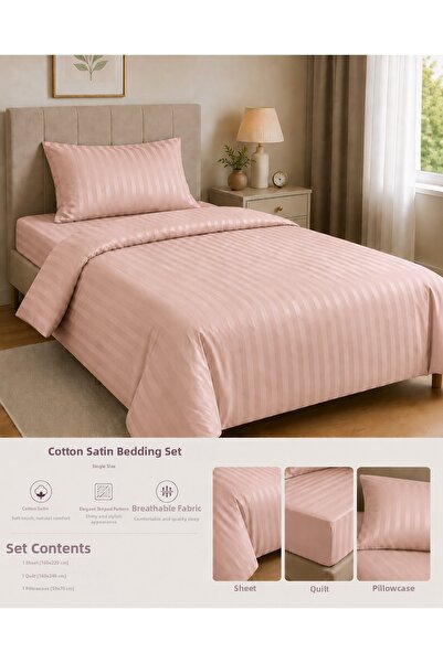 Vintero Home Single 100% Cotton Satin Duvet Cover Set 160X220 cm