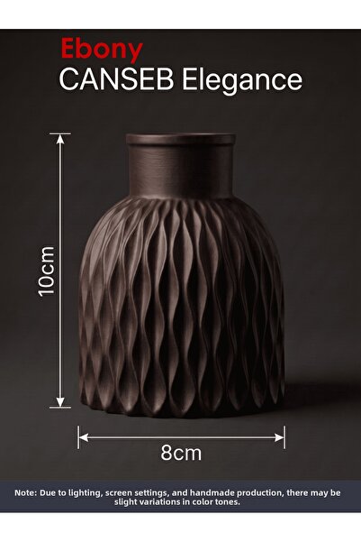 CANSEB Elegance Premium - Abonoz / Ebony - Wavy Decorative Vase - 10X8Cm - Ha...