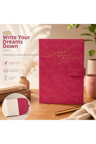 MTKardeşler Victoria's journals a5 100 sheets ivory vegan leather snap closur...