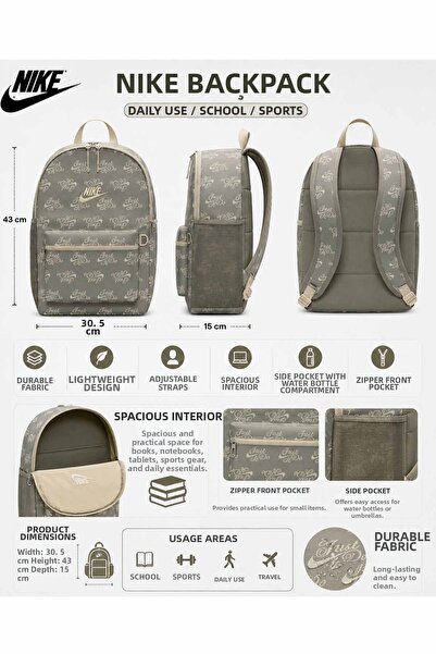 Nike Backpack and School Bag Patterned Unisex Daily School Sports Travel Bag ...