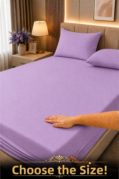 İsmail Gürel Cotton Elastic Bed Sheet Set with Pillows Solid Color (Select Size)
