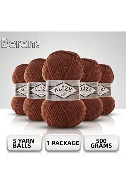 Alize Süperlana Maxi - 597 Cinnamon - 5-Pack - 100Gr/100M - Hand Knitting Yar...