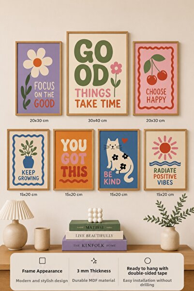UNT 7-Piece Frame-Looking Modern Painting Set |   Retro & Pop Art |   Motivat...