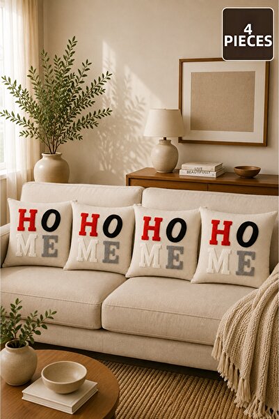 SEVMİŞ HOME Set of 4 Punch Throw Pillow Covers – Same Color and Pattern – Dec...