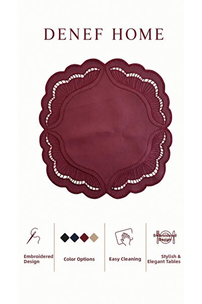 Denef Home Siena - Leather Hole Work American Service Burgundy - 39X39 cm 1 P...