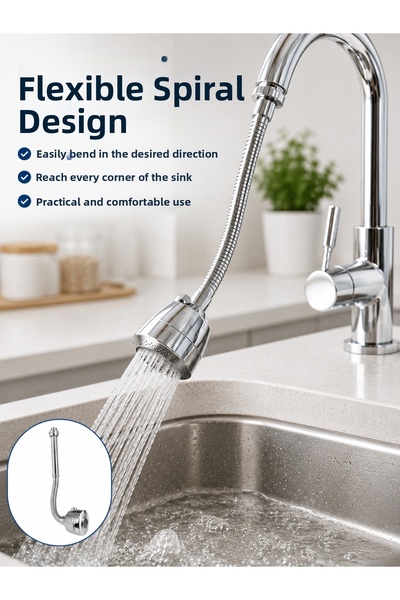 FTA TİCARET Multifunctional Faucet Extension Apparatus 360 °   Movable Chrome...