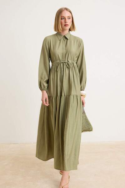Συλλογή Trendyol Ανοιχτό χακί φόρεμα και ολόσωμη φόρμα χωρίς επένδυση, απλή ύ...