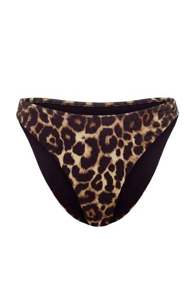 Trendyol Collection طبعة الفهد قطعة من سراويل البيكيني البرازيلية ذات الخصر ا...