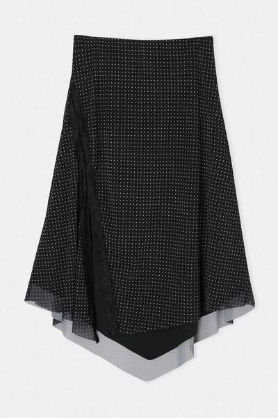 Trendyol Curve Black Polka Dot Patterned Tulle Lace Detailed Stretchy Knitted...