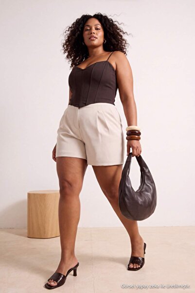 Trendyol Curve White Mini Basic Fabric Shorts & Bermuda Tbbss26Ap00053