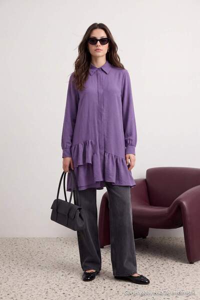 Trendyol Modest Lilac Oversize Aerobin Long Shirt Tunic Tctaw27Tg00012