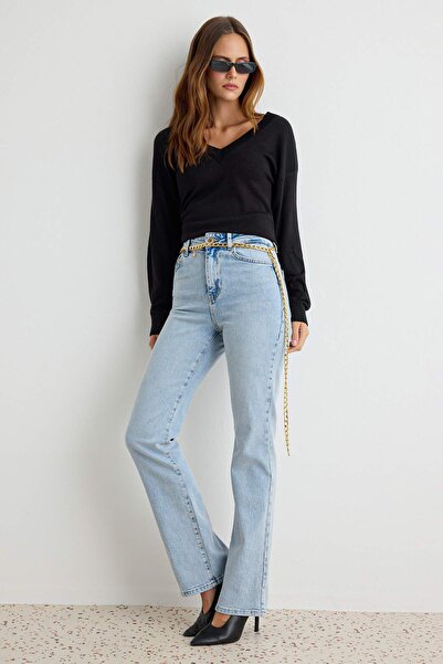 Trendyol Collection Blue Medium Stretch Regular Waist Flare Spanish Leg Jeans...