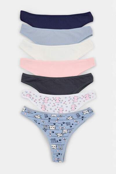 Trendyol Collection Navy Blue-Multicolor 7-Piece Single Jersey Animal Brazili...