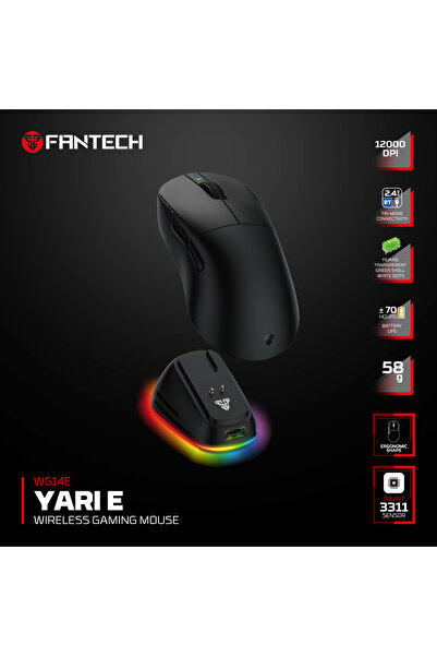 OYUNCU BAYKUŞ FANTECH YARI E - Şarj Docklu Kablosuz RGB Ergo Oyuncu Mouse (2....