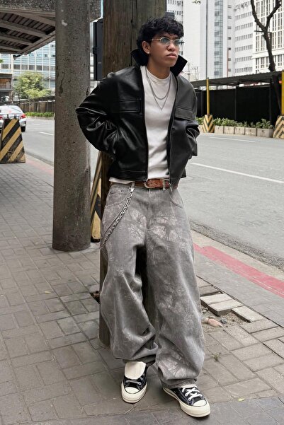 Bershka Baskılı super baggy fit pantolon