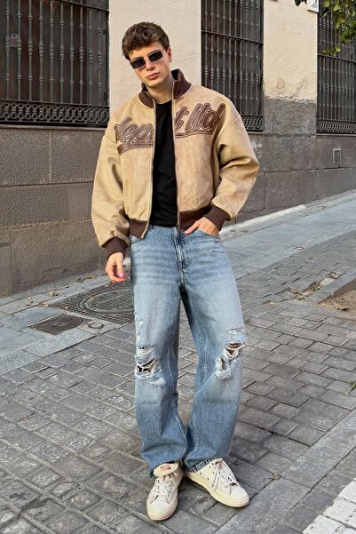 Bershka Distressed baggy fit jean