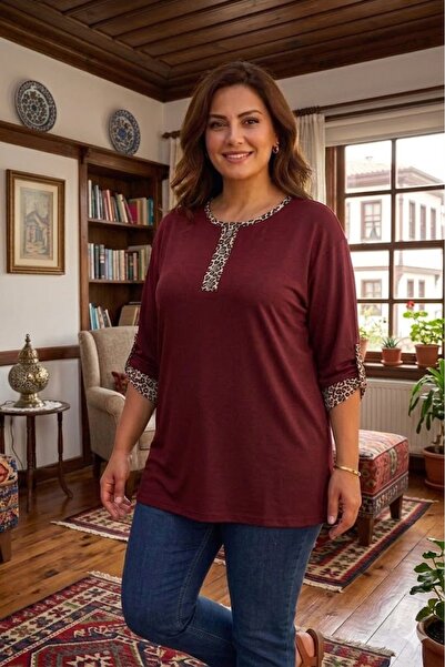 elma abone BÜYÜK BEDEN KAPRİ KOLLU PENYE BLUZ