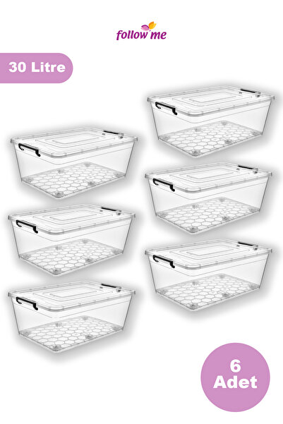 follow me Honeycomb Wheeled Lockable Storage Box 30Lt 6 Pieces