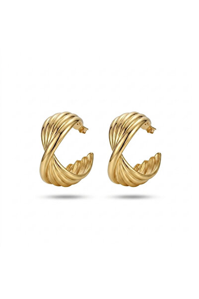 h&b design jewel Steel Twisted Hoop Earrings