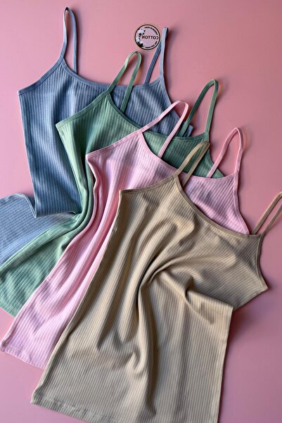 VicTroy Καμισόλ 4 τεμαχίων Οβάλ λαιμόκοψη με λουράκι-μπλουζάκι