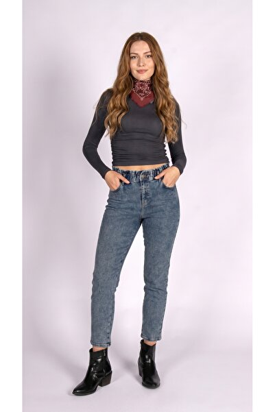 BEST OFFER Paperbag Charm Mid Rodeo Kadın Jean Pantolon