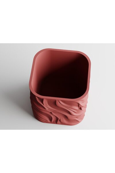 Sani Ghiveci decorativ Sani, Zephyra, mic 68 x 68 x 65 mm, Roșu închis mat