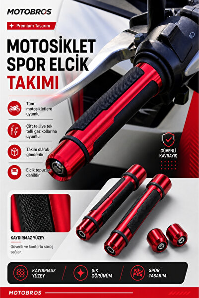 Motobros Motosiklet Barracuda Kırmızı Spor Elcik Motor Elcik Motosiklet Aksesuar