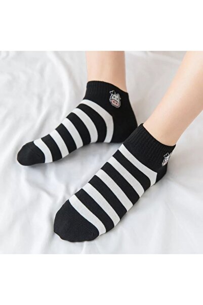 çorapkolik Pack of 5 Unisex Cow Patterned Cotton Ankle Socks